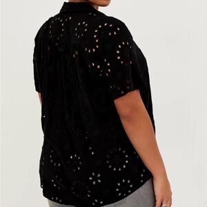 Torrid Eyelet Black Embroidered Top